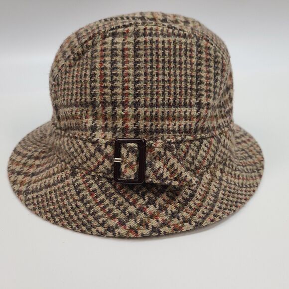 Innes & Cromb Scotland 100% Wool Tweed Bucket Hat Vintage Plaid Cloche Cap main image 4